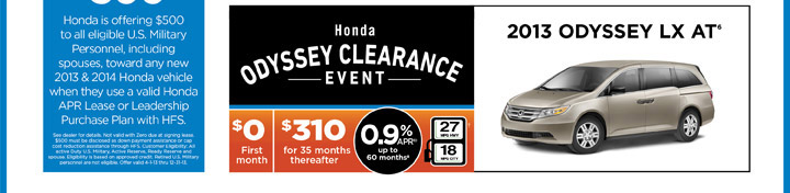 Honda Odyssey Clearance Event